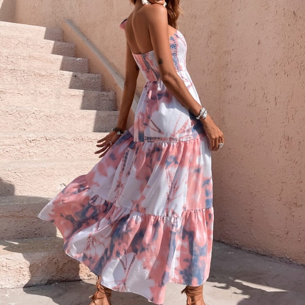 Boho Tie Dye One Shoulder Maxi Dress - Picture 5 of 5